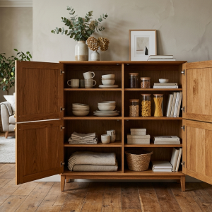 Four Door Storage Cabinet with Adjustable Shelves