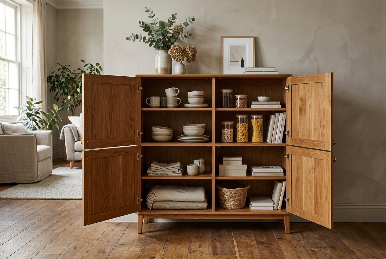 Four Door Storage Cabinet with Adjustable Shelves