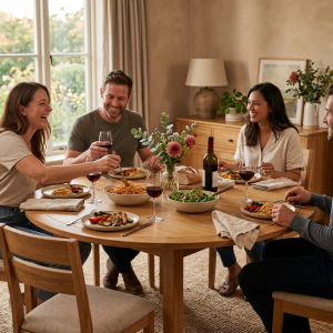 Round Extendable Dining Table for 4 to 6