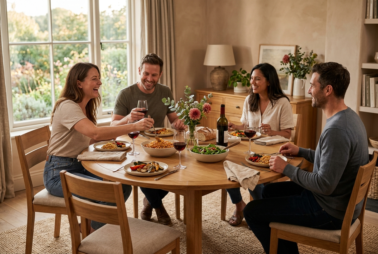 Round Extendable Dining Table for 4 to 6