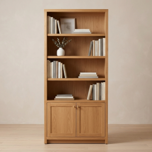 Tall Bookcase with Cabinet Storage
