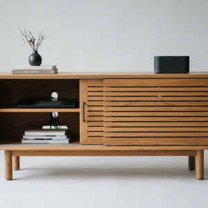 Modern Media Console with Sliding Doors