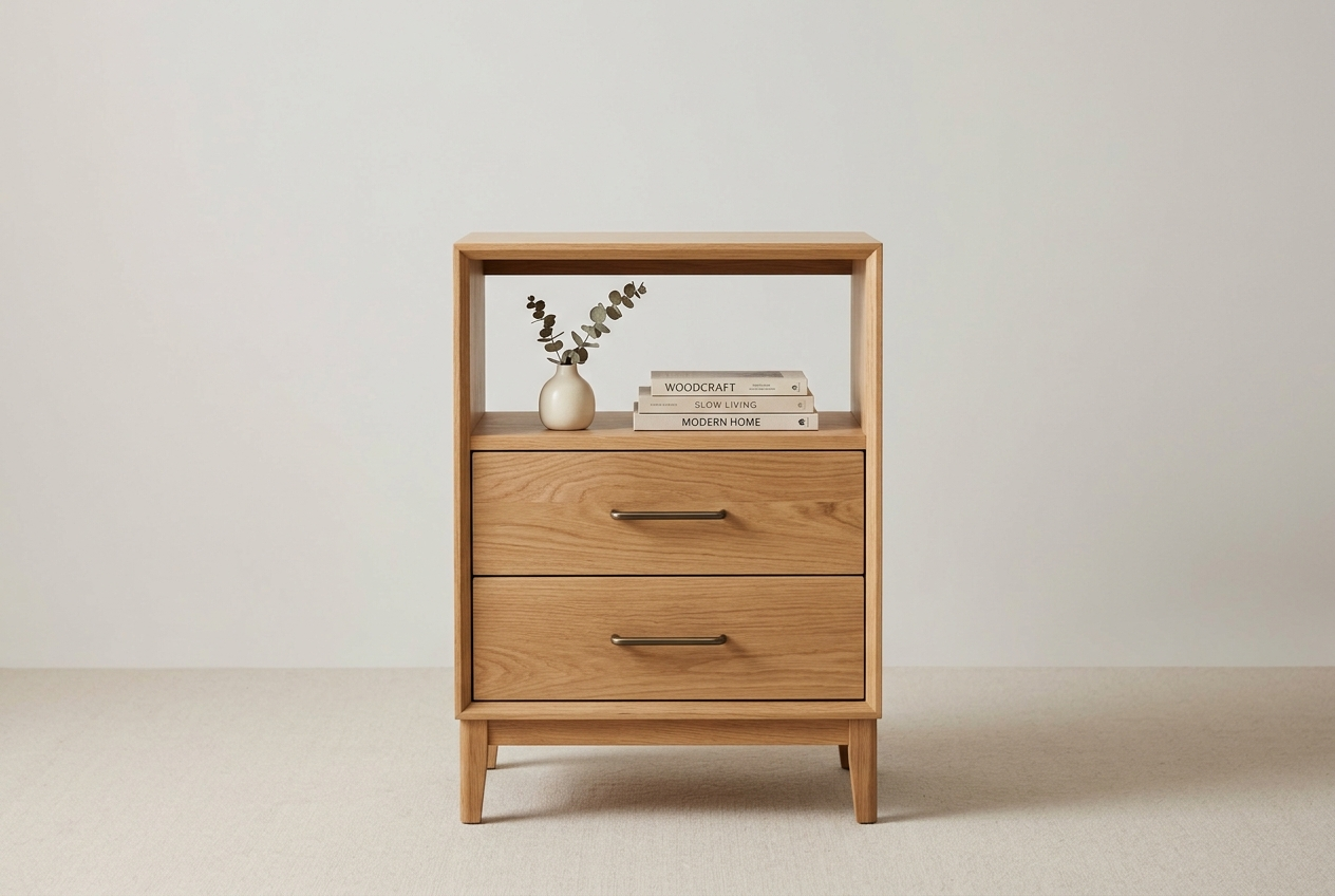 Two Drawer Nightstand with Open Shelf - Image 3