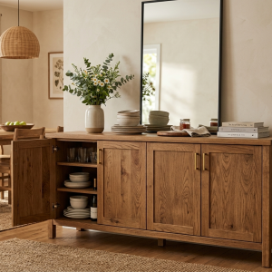 Wood Sideboard Buffet Cabinet with Adjustable Shelves
