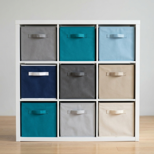 Open Cube Storage Shelf with Fabric Bins