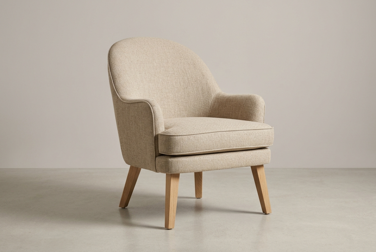 Upholstered Accent Chair with Curved Back - Image 3