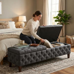 Tufted Storage Ottoman Bench with Lift Top